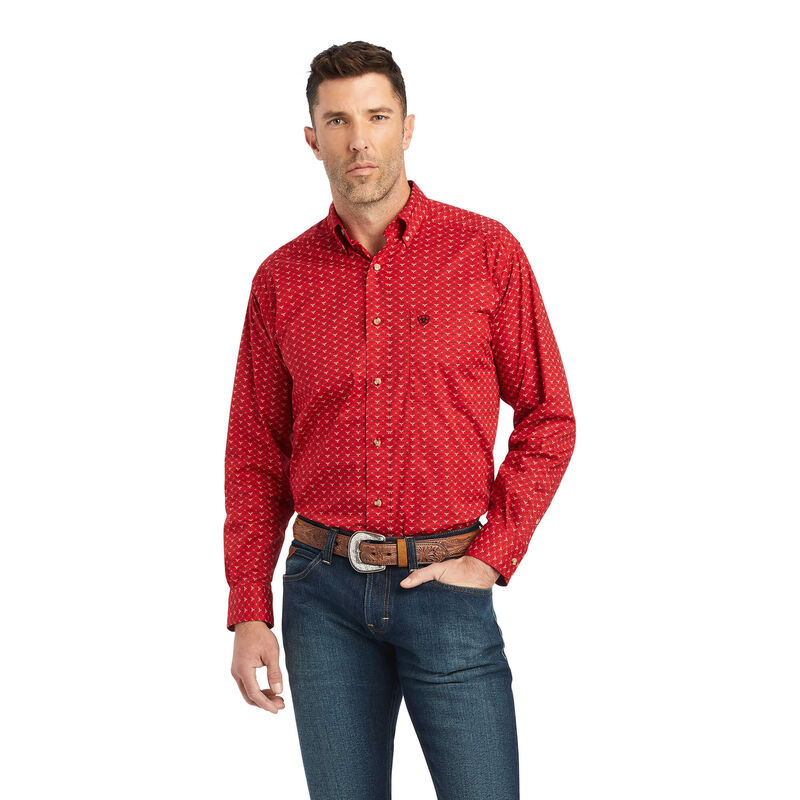 Ariat Hemden Herren - Korbin Stretch Classic Fit Rot ( NAEZS-8702 )